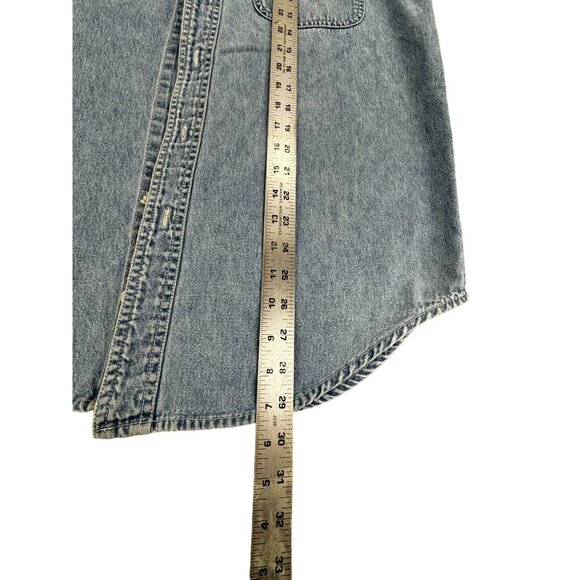 Vtg The Disney Store Mickey Mouse Denim Sleeveless Button-Up Shirt S * Flaw - Picture 7 of 11